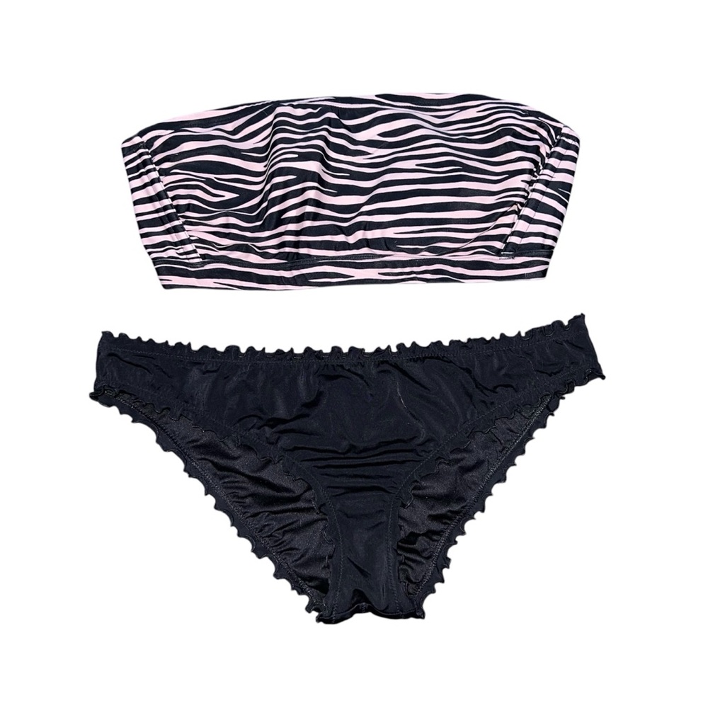 Kona sol - Shade & shore tan zebra print bandue ruched bottom bikini size large